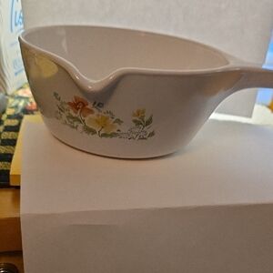 Floral Patterned Autumn Meadow White Ceramic Corningware Saucepan